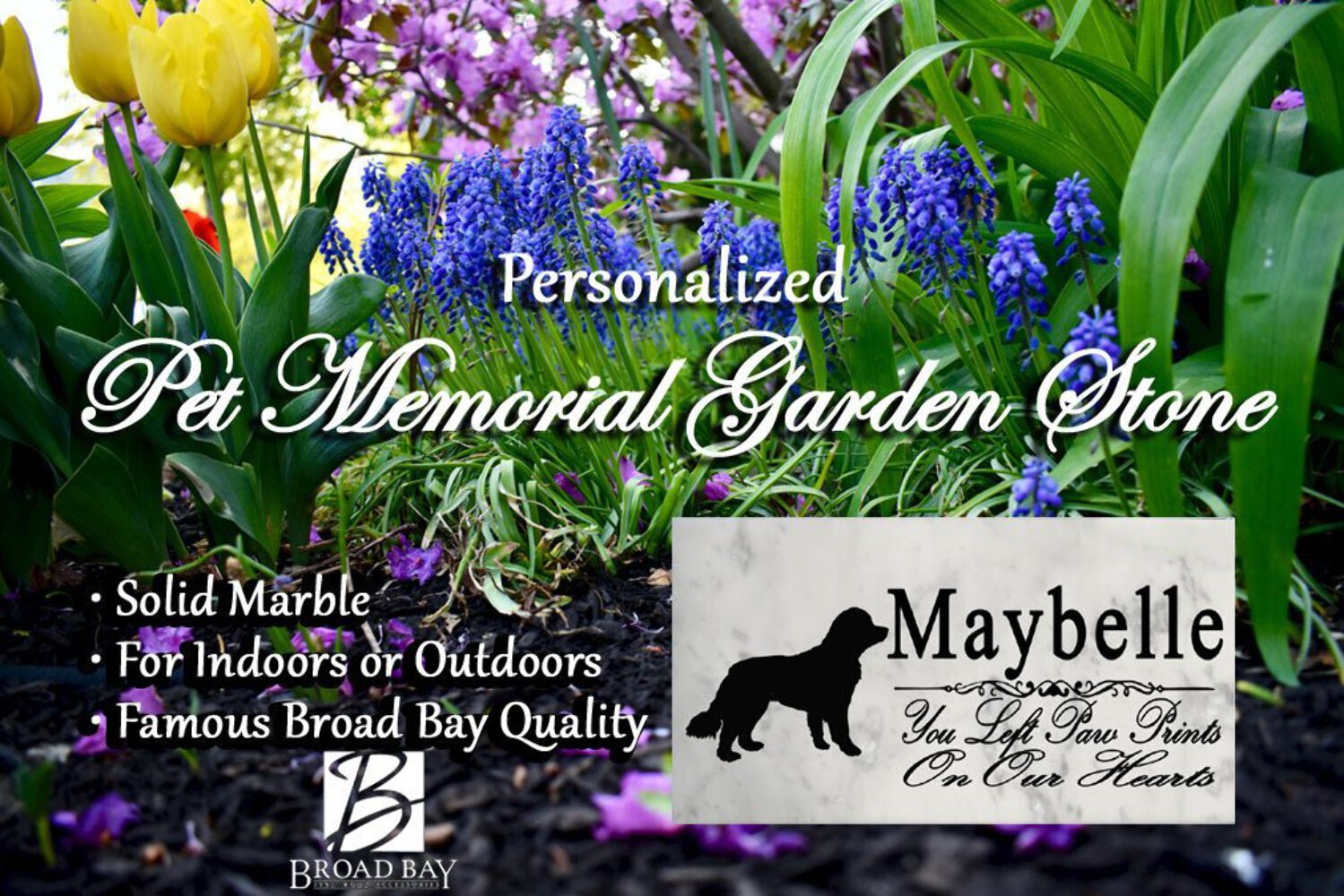 Newfoundland Memorial Stone Personalized Dog Garden Rock Grave Marker Outdoor or