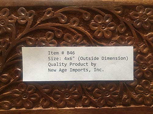 GIFT IDEAS~ Floral Carved Handmade Wooden Box 4 inches by Floral Carved 4″x6″