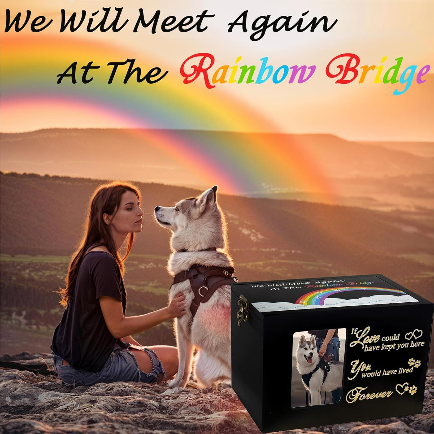 Sofunii Pet Urns for Dogs or Cats Ashes,Medium Wooden Funeral Cremation Memorial
