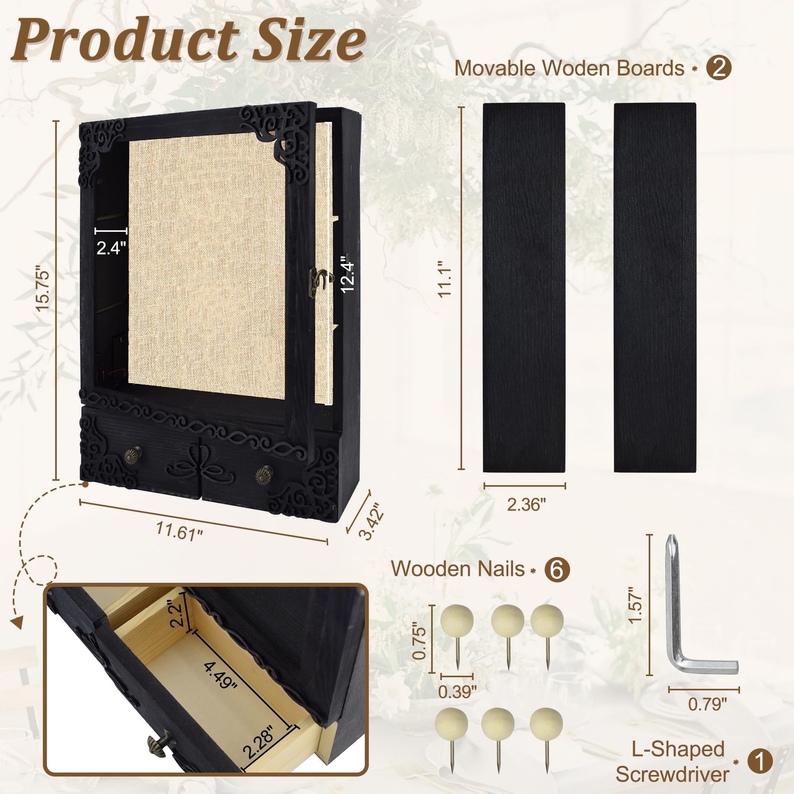 11×16 Shadow Box Frame with Light, Memorial Display Case with Shelves, Drawer…
