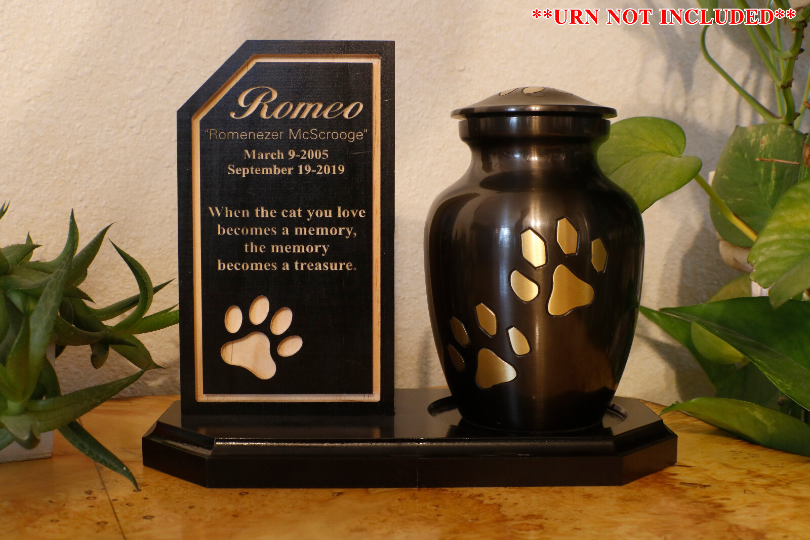 Custom Black Pet Memorial Urn Stand, Made to Order