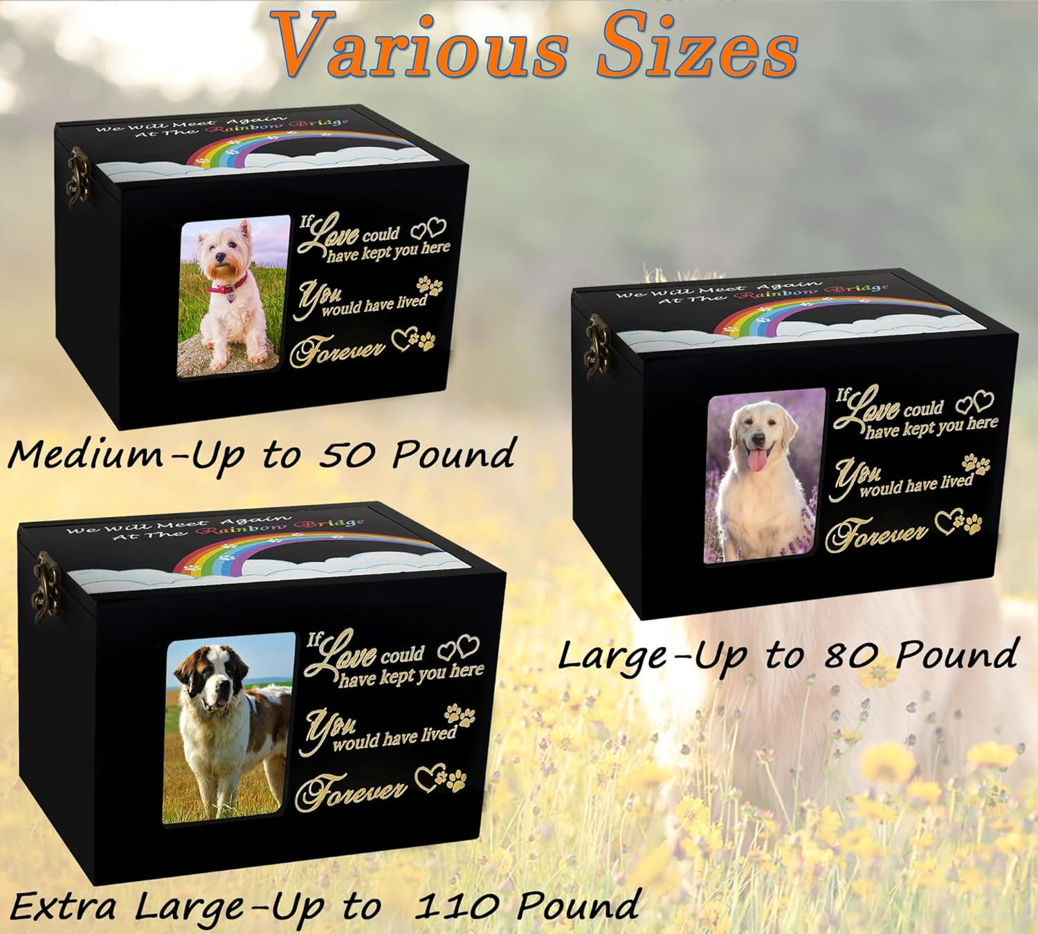 Sofunii Pet Urns for Dogs or Cats Ashes,Medium Wooden Funeral Cremation Memorial