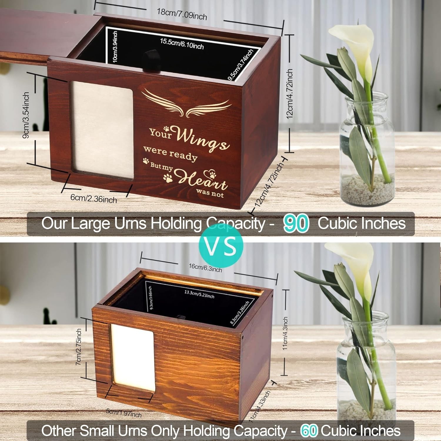 Elegant Large Pet Memorial Urn for Dog or Cat Ashes – Personalized Keepsake Box