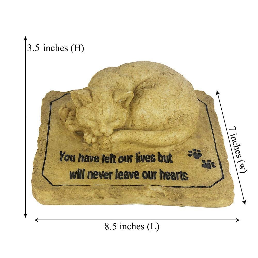 Cat Memorial Stones Grave Markers with A Sleeping Cat Statue on The Top – Cat…