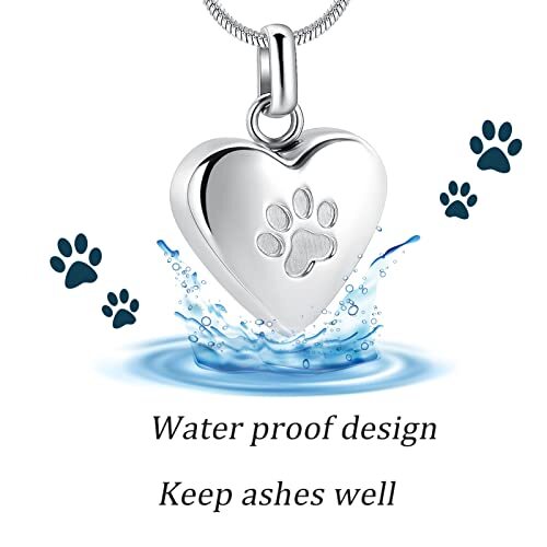Pet Cremation Jewelry for Ashes Pendant Paw Print Pet Heart Urn Necklace Memo…