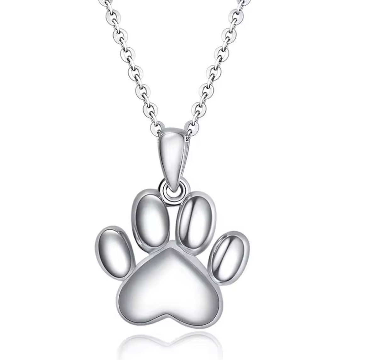 Cremation Urn Necklace Pet Memorial Ash Holder Silver Paw Print Keepsake
