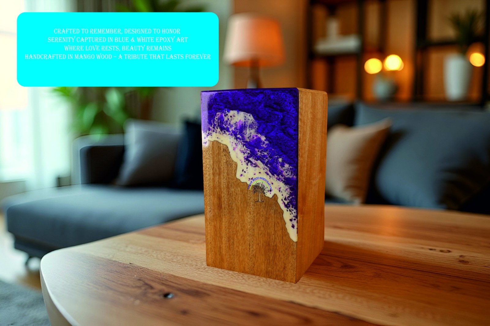 Wooden & Epoxy Resin Cremation Urn – Large Funeral Urn for Adult Pet Ashes,Human