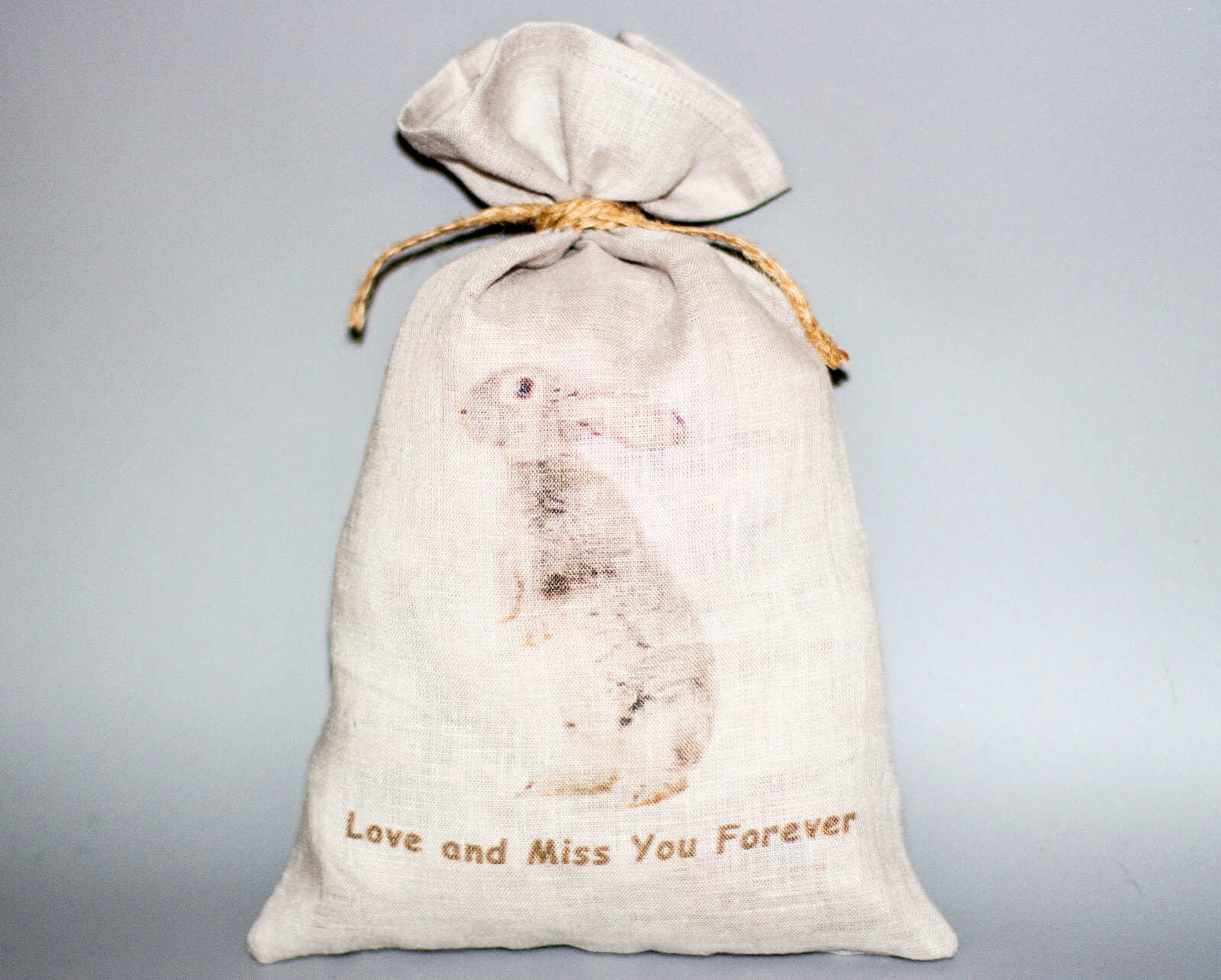 Tote Bag Bunny Rabbit Memorial Keepsake Ashes Holder Natural Fabric Pouch Easter