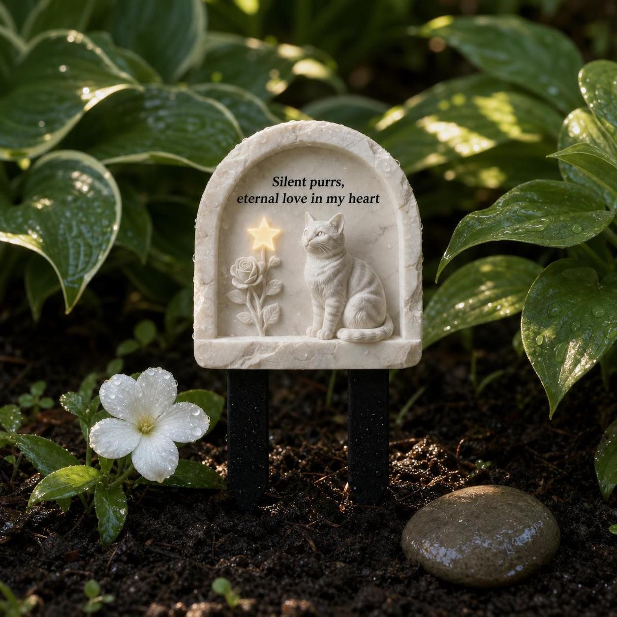 Outdoor Pet Memorial Stake, Cat Grave Marker for Outdoor Garden, for Cat Loss