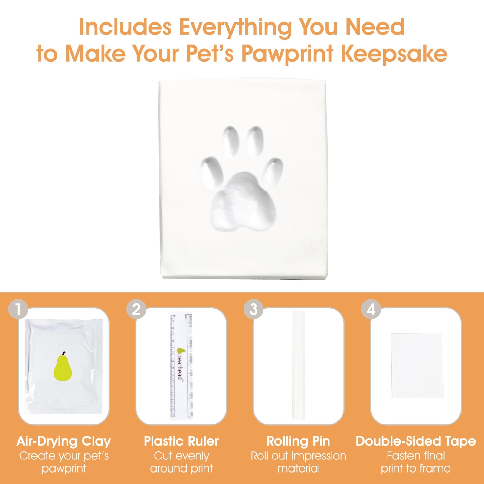 Pearhead Pet Paw Print Photo Frame With Clay Imprint Kit – Wooden Pet Paw Pri…