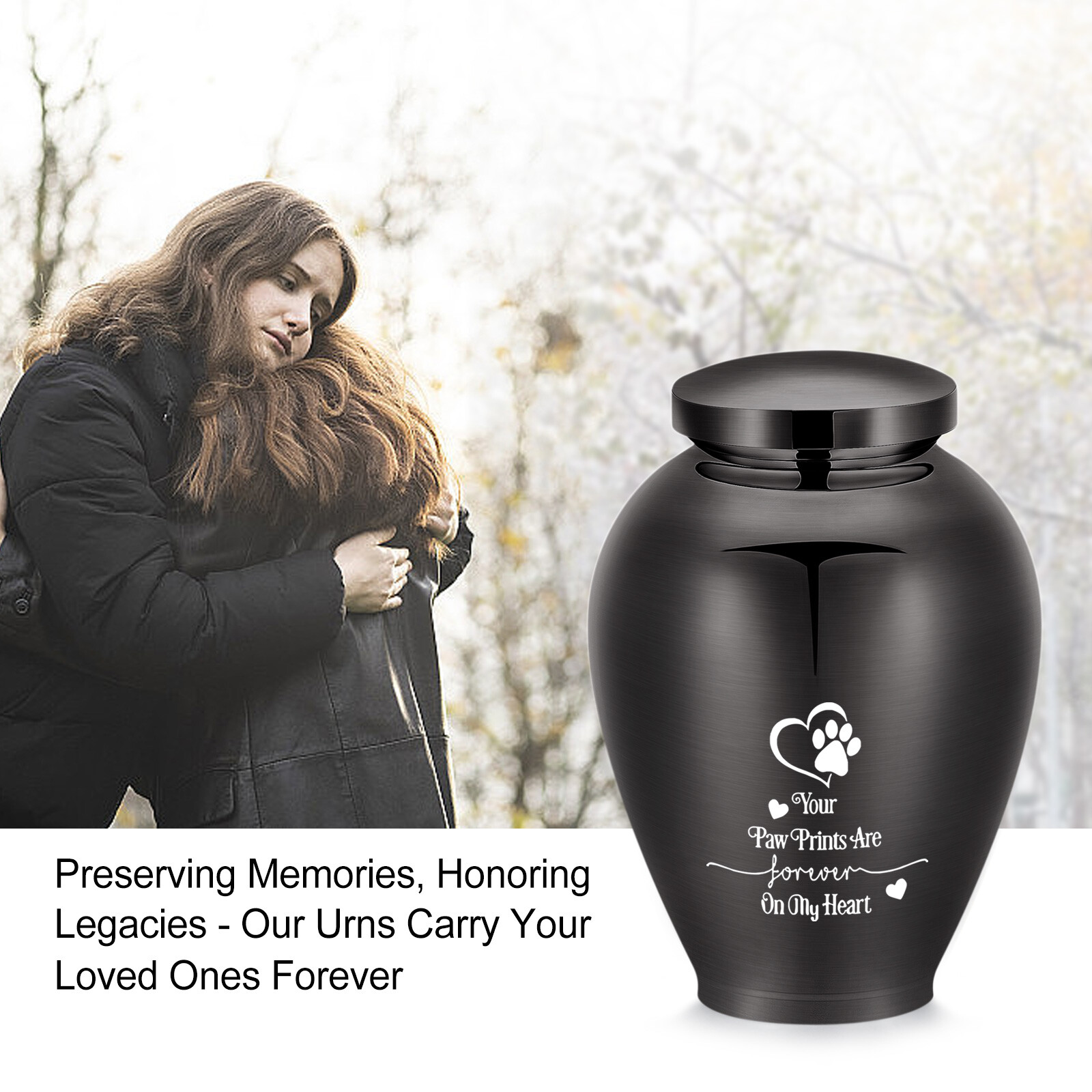 8.26 Inches Pet Urns for Dog Cat Urn Ashes Keepsake with Paw Print Cremation Urn