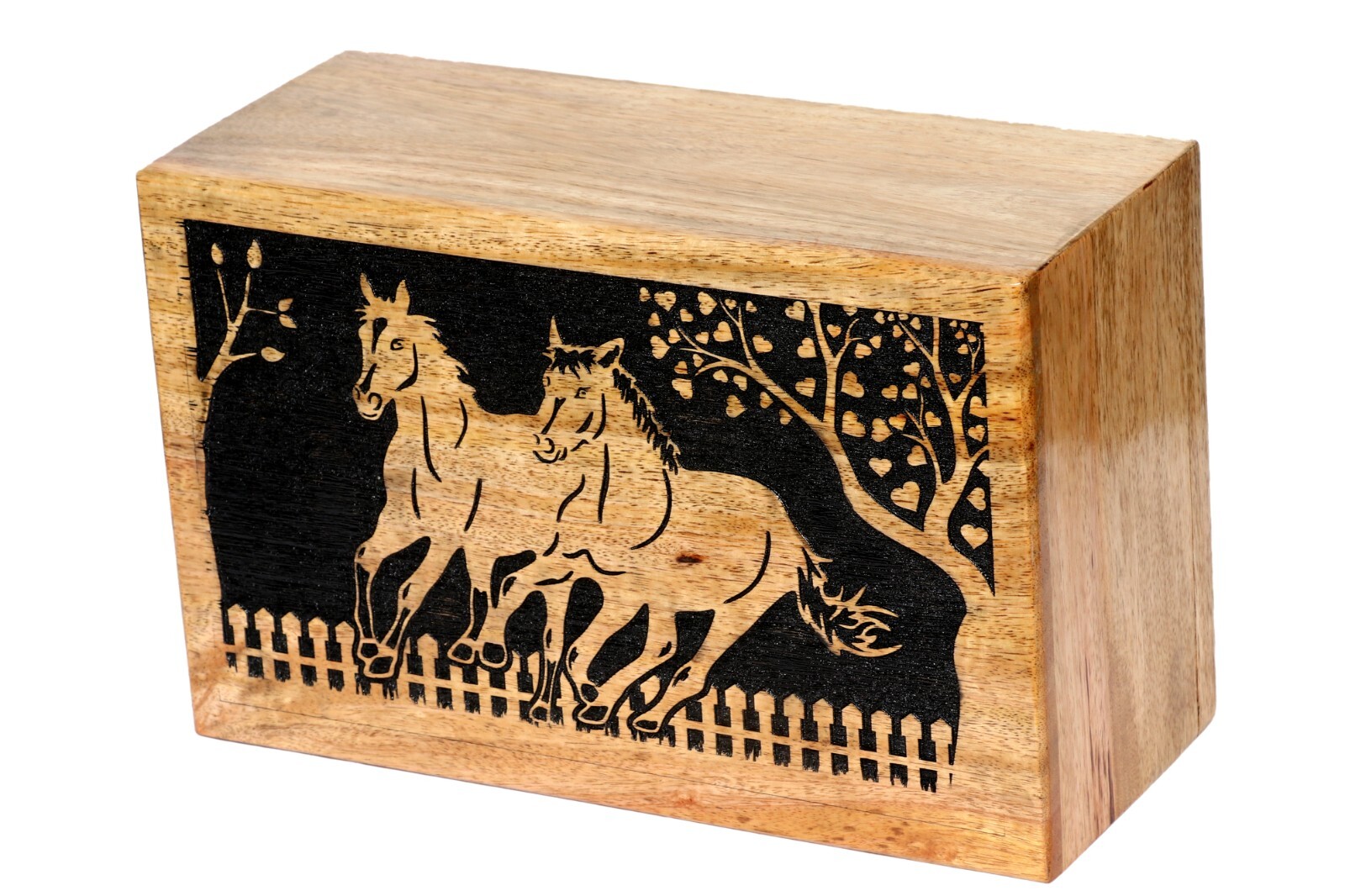 Moon Print Human Ashes Adult Male Female, Wooden Urns Box Mango Wood Urns