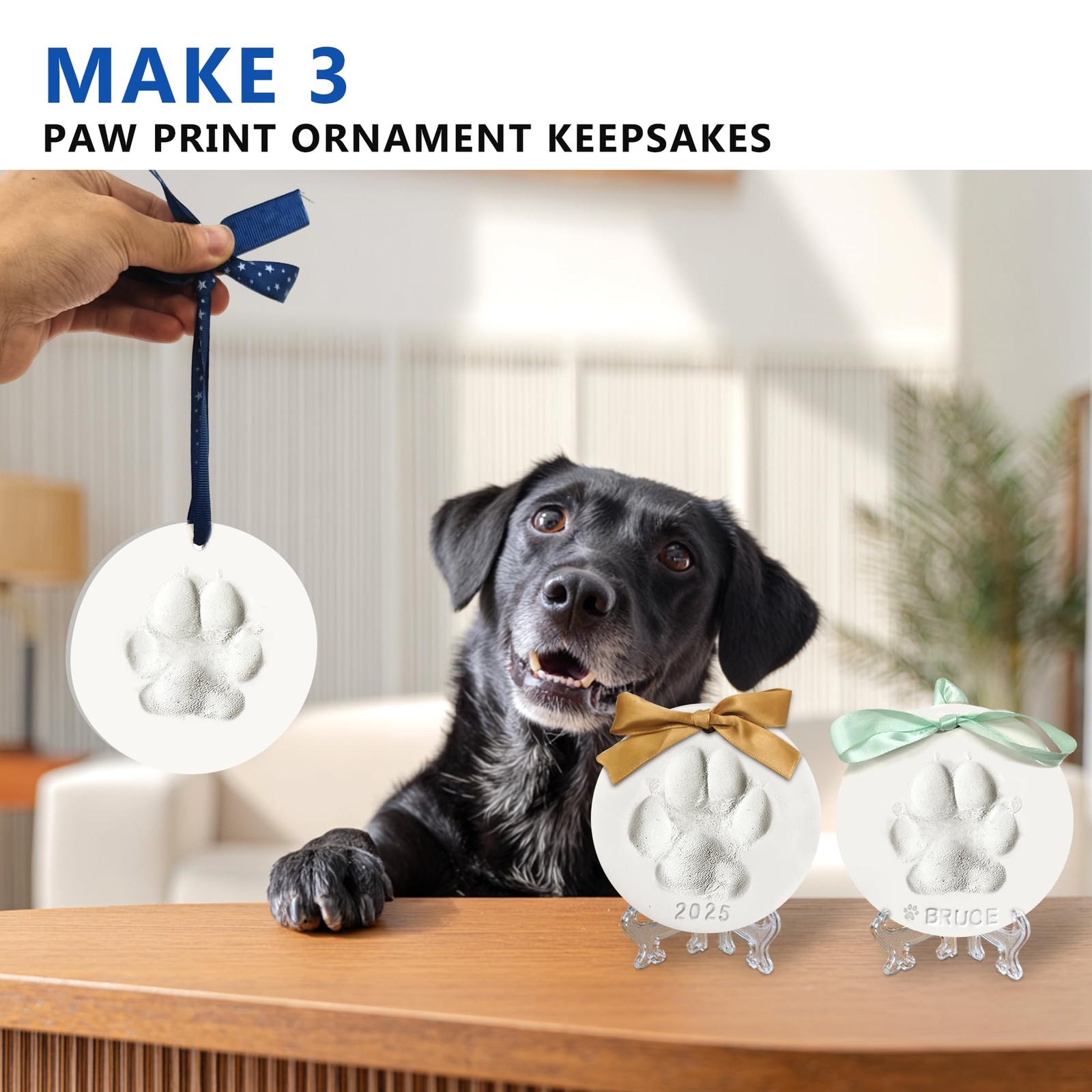 MYPAWLETS Pawprints Keepsake Kit for Dogs Cats,Make Make 3（3 Circles）, White