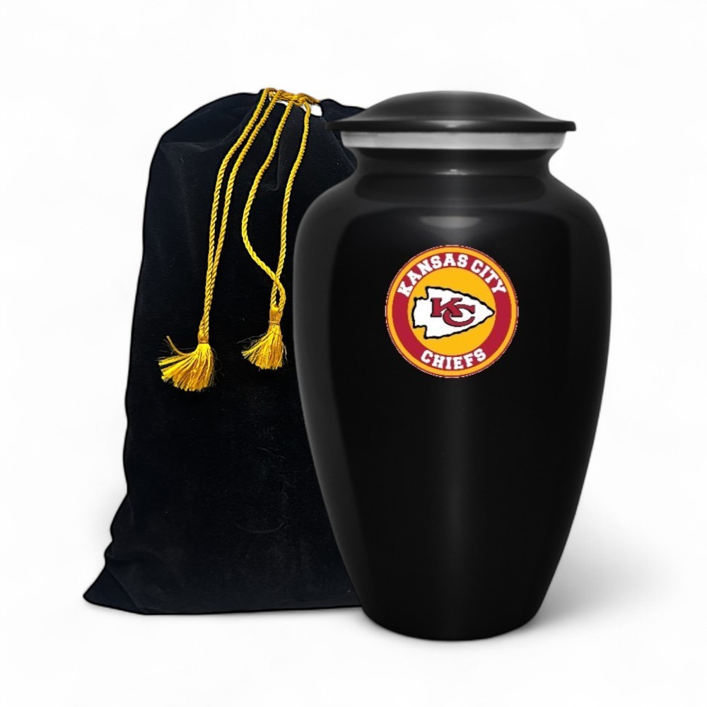 Kansas City Chiefs Football Theme Large Cremation Urn Adult Human Ashes w/Bag