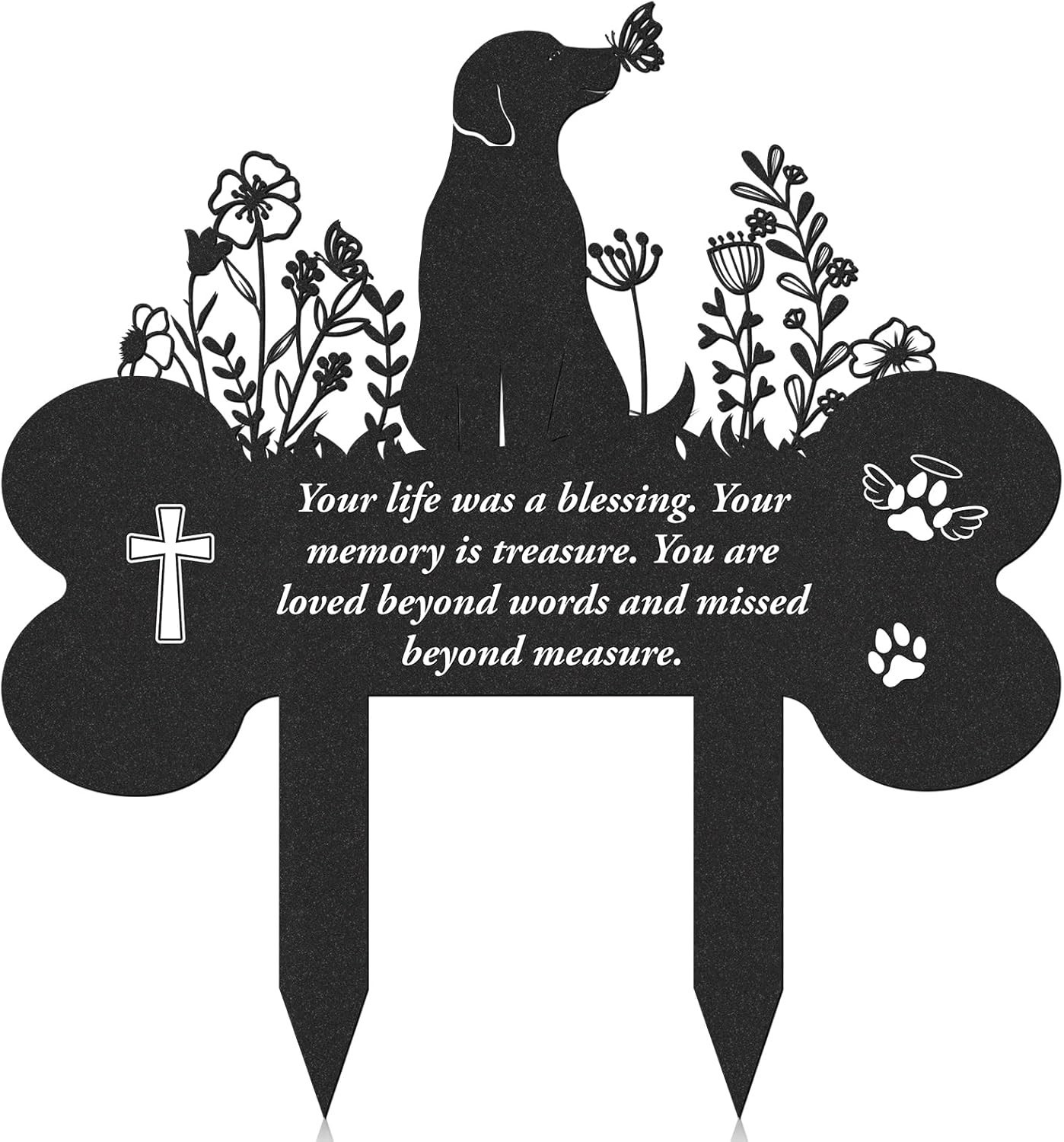 Grave Markers for Cemetery for Dog, Metal Grave Markers Yard Memorial Pet Dog