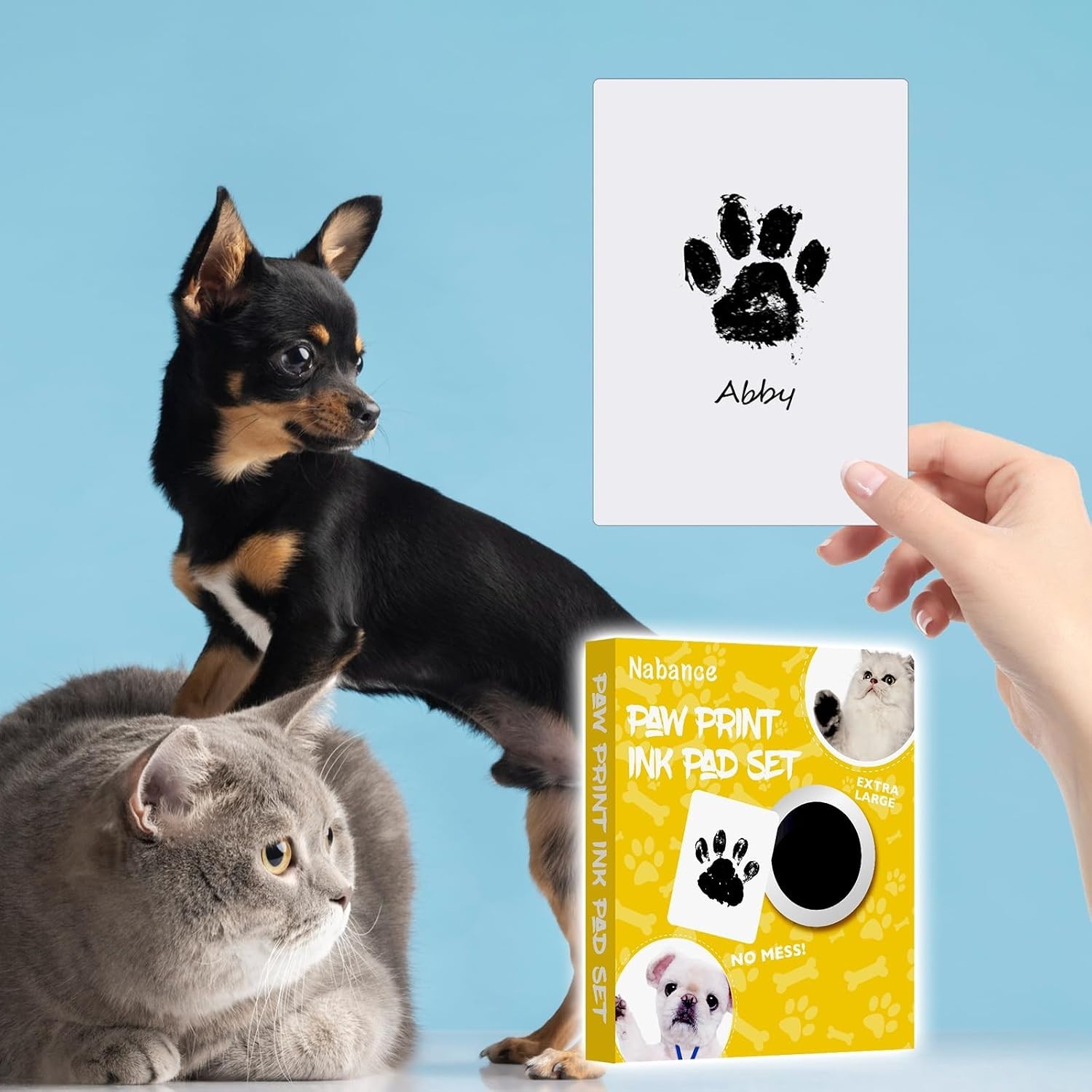 Inkless Paw Print Kit for Dogs, Cats with 3-Pcs Round Ink Pad & 2 Paper Frame…
