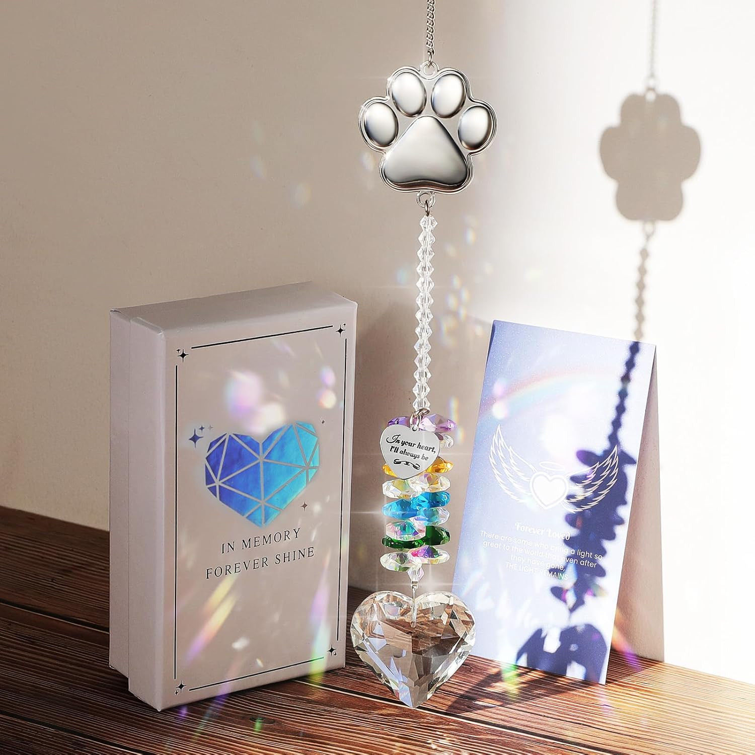 Pet Memorial Suncatcher with Paw Print – Thoughtful Loss Gift for Dog & Cat