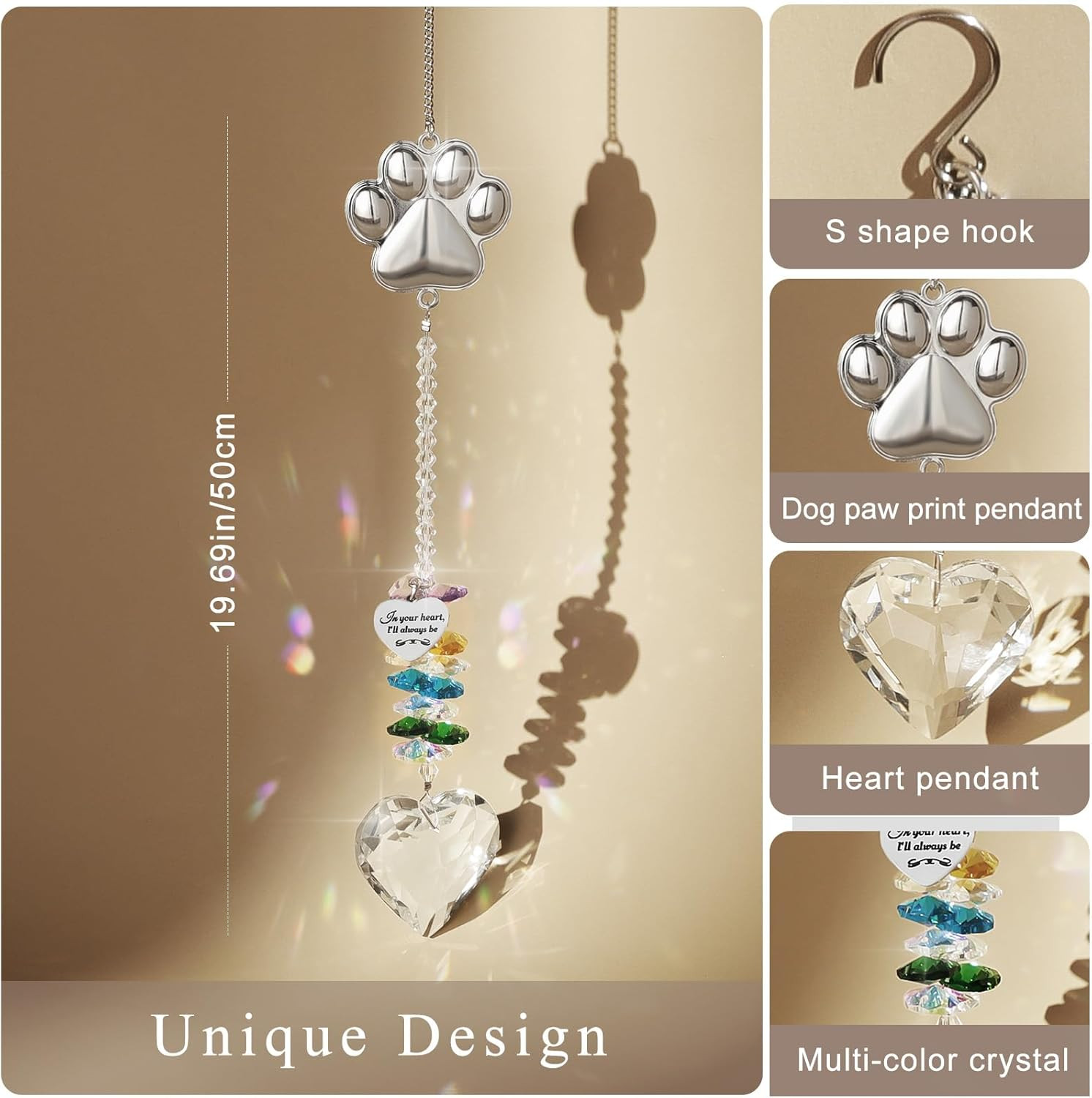 Pet Memorial Suncatcher with Paw Print – Thoughtful Loss Gift for Dog & Cat