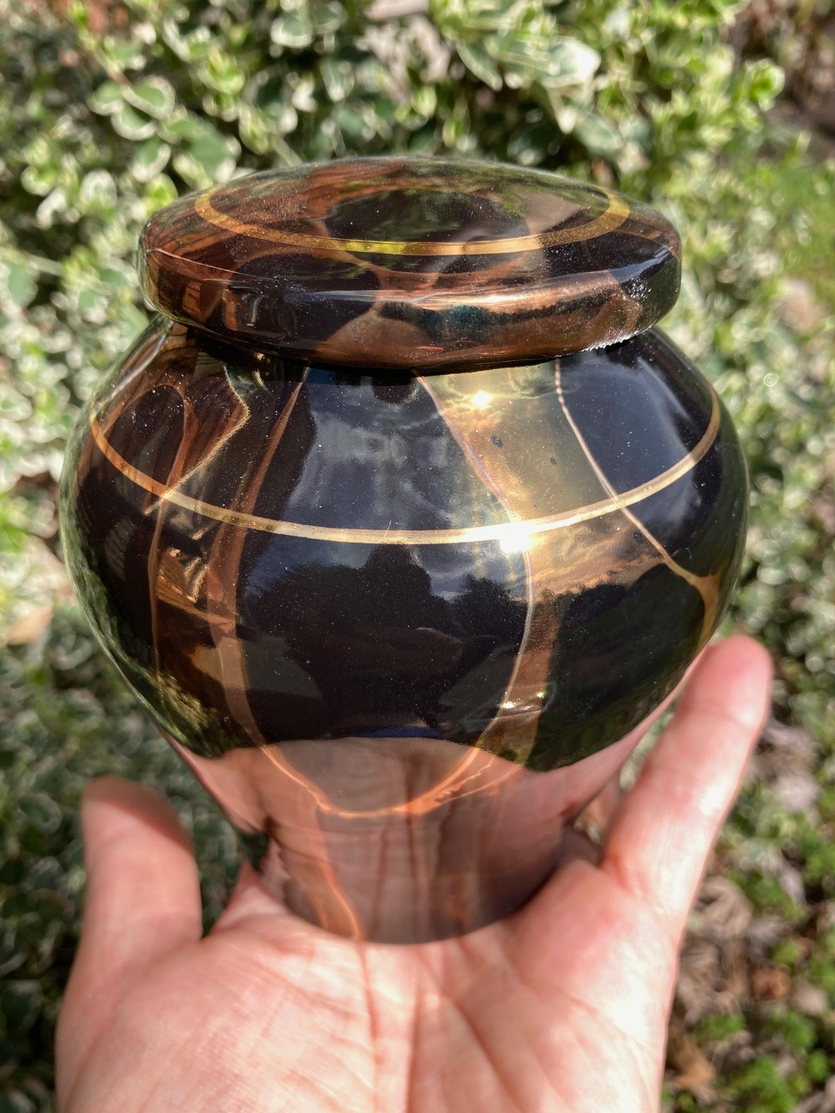 Handmade Ceramic Cremation Urn in Royal Purple, small size for pet ashes, 50 ci