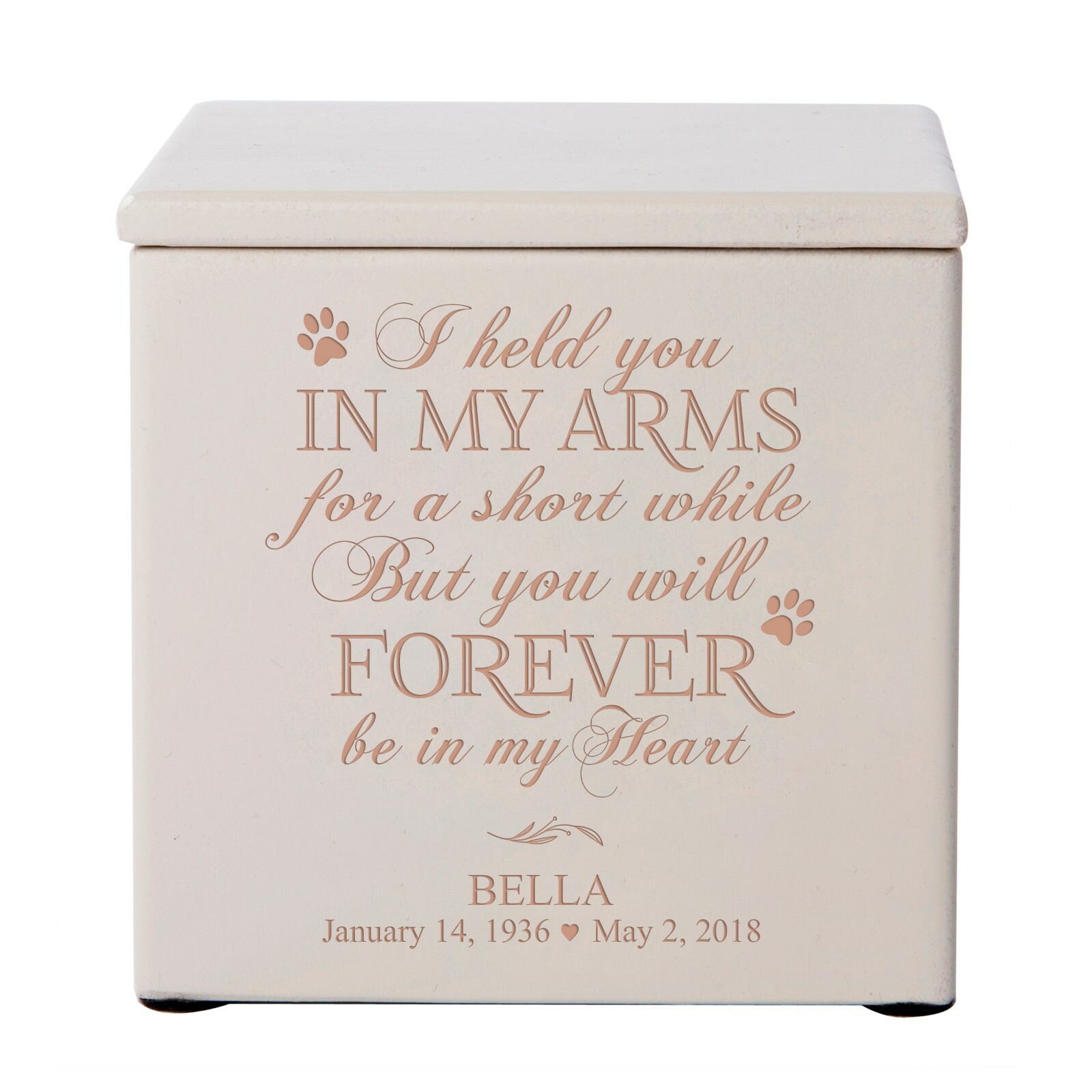 Custom Memorial Keepsake Urn Box for Pet Ashes 4.5×4.5 – Forever In My Heart