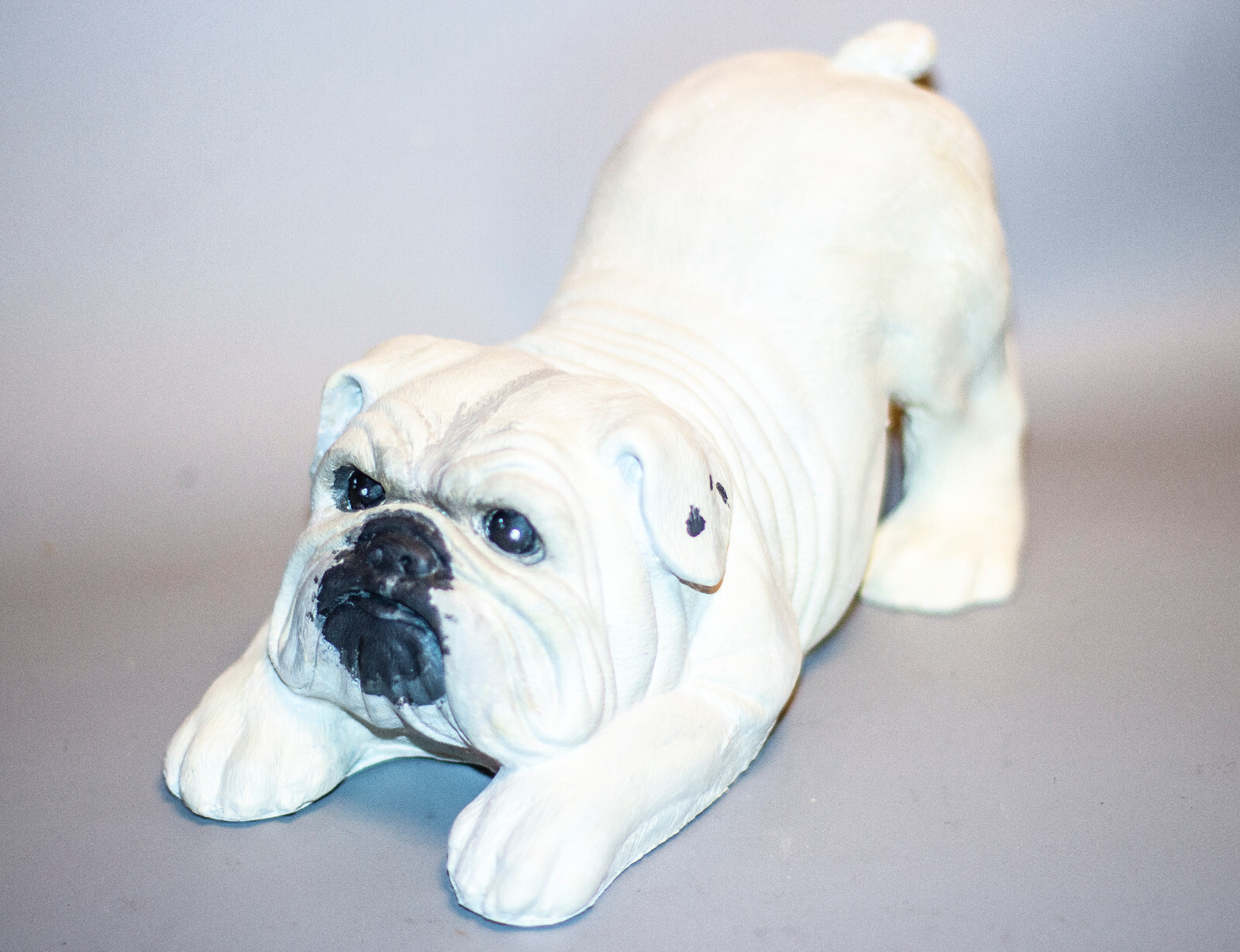 English Bulldog White Urn Pet Ashes Dog Memorial Casket Animal Loss Grave Decor