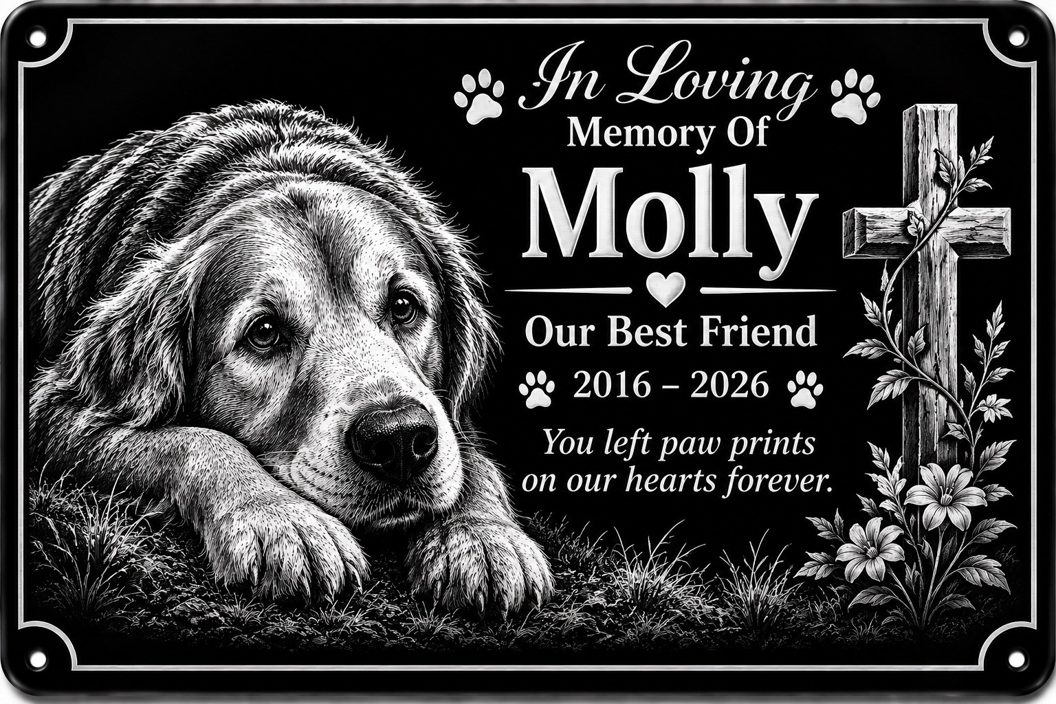 Personalised Pet Memorial Plaque Custom Photo Engraved Aluminium Dog Cat Horse