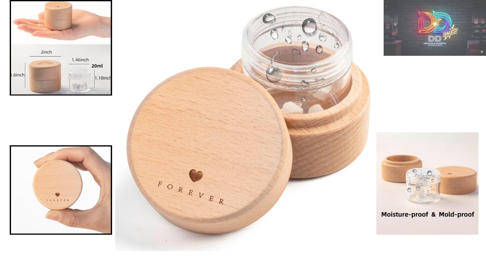 Heart-Shaped Wooden Pet Urn with Acrylic Keepsake Box