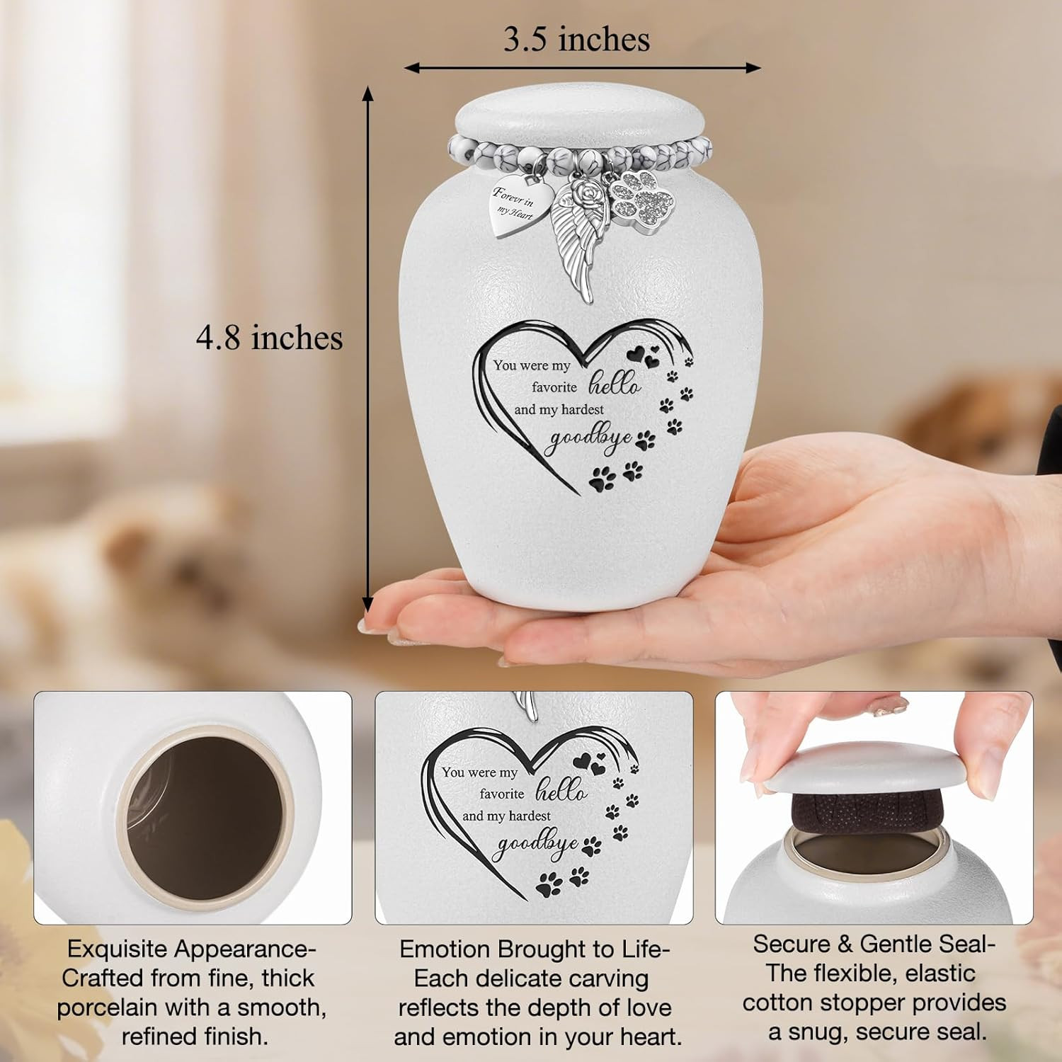Pet Urn for Dogs Cats 4.8 Inch Small Urn for Pet Ashes Cremation Keepsake Urns C