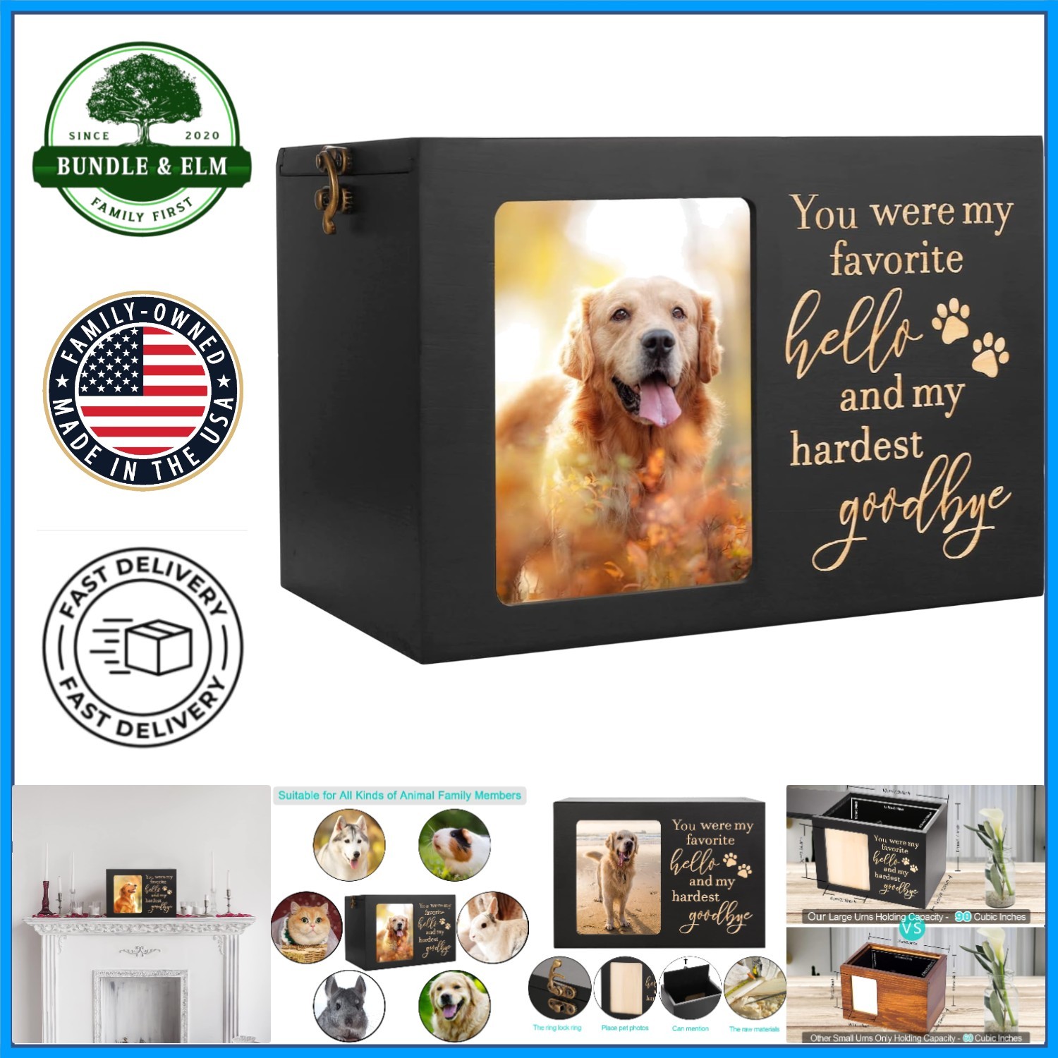 Stylish Wooden Funeral Urn for Pets with Photo Insert and Quality Craftsmanship