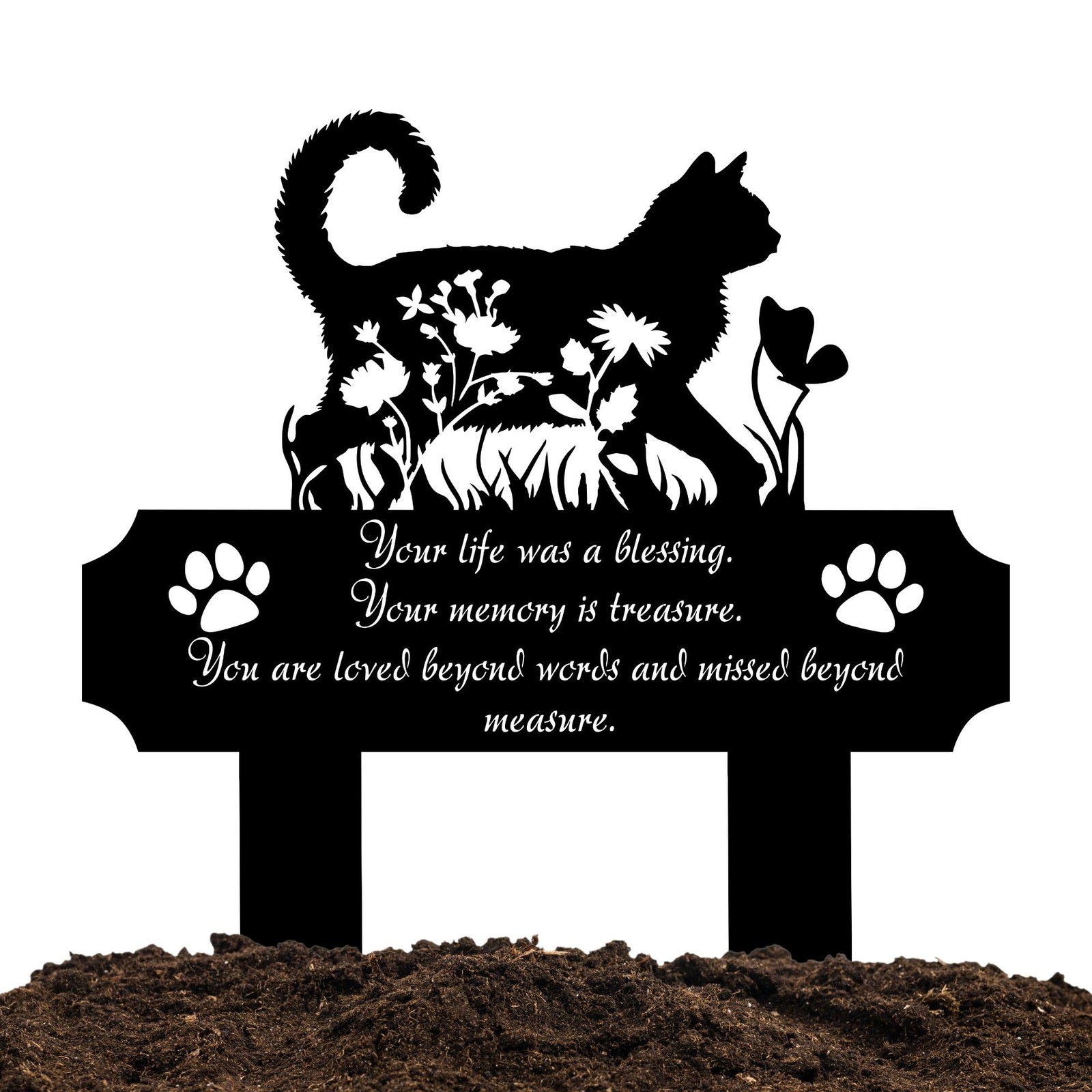 Heganits Cat Grave Marker Outdoor Memorial 16In Metal Pet Memorial Plaque