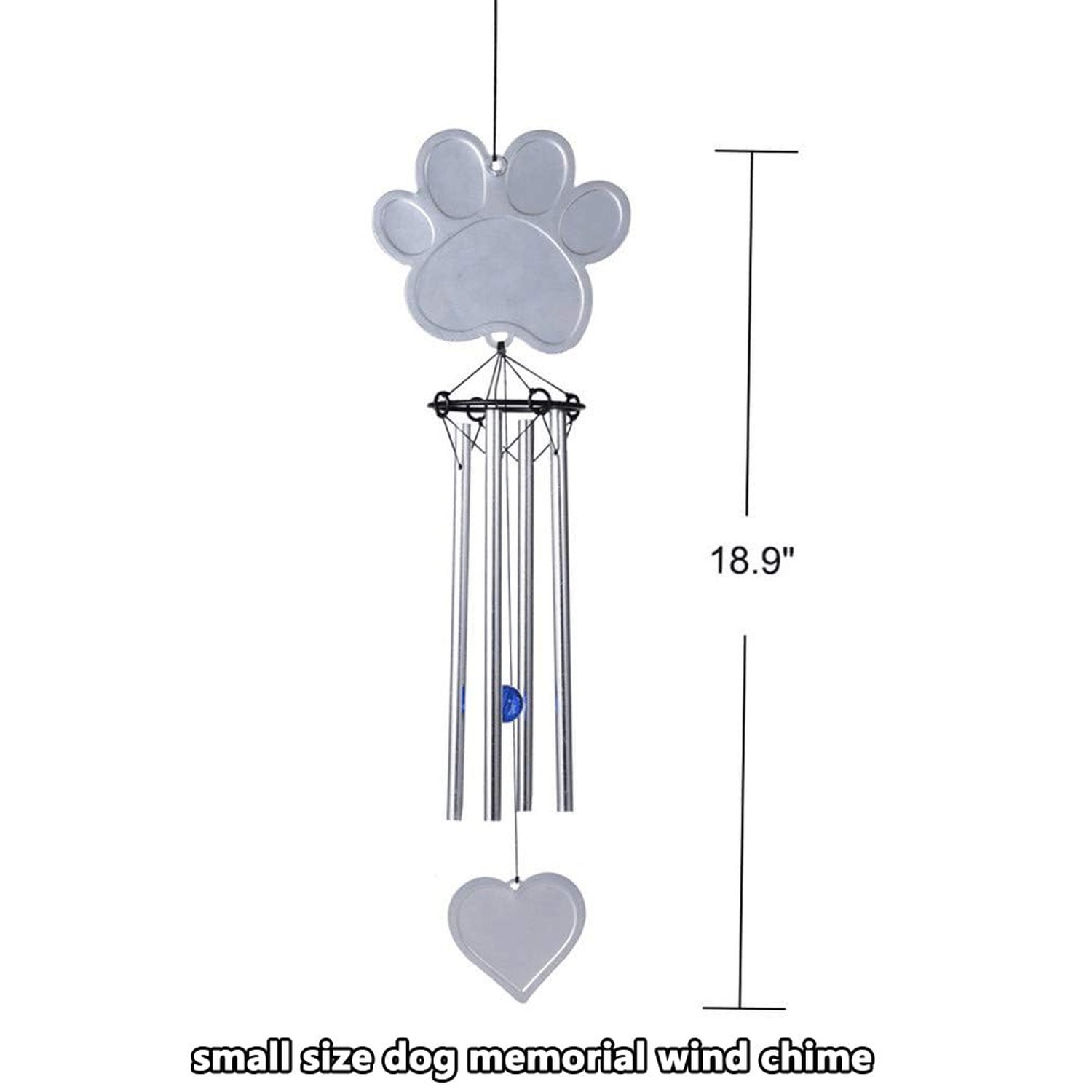 jinhuoba Paw Print Pet Memorial Wind Chimes for Dogs Outdoors, Metal Wind Chi…