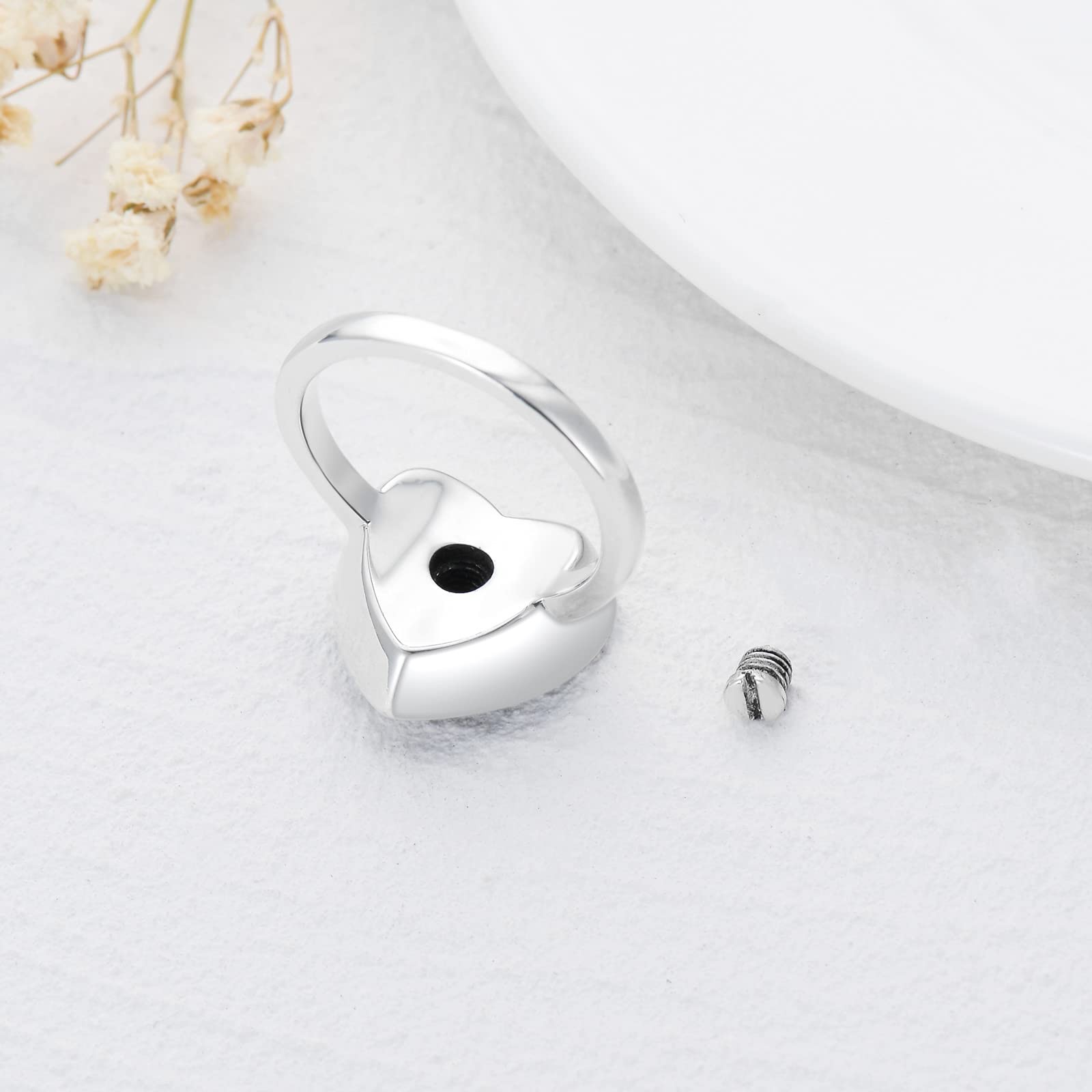 Aoboco Sterling Silver Dog Urn Ring For Ashes Dog Memorial Keepsake Cremation