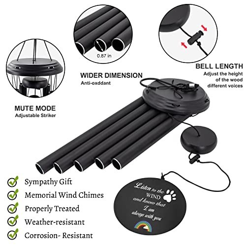 Pet Memorial Wind Chime 32 Inch Dog Cat Sympathy Gift Outdoor Aluminum