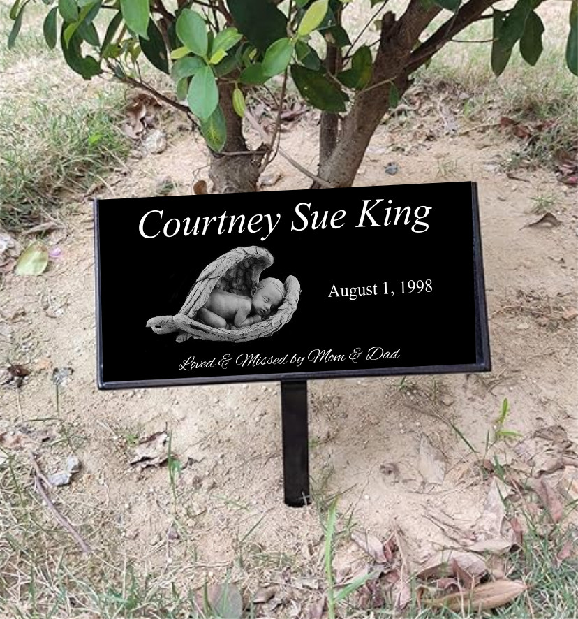 Personalized Pet Stone Memorial Grave Marker Granite Plaque with Stand Angel
