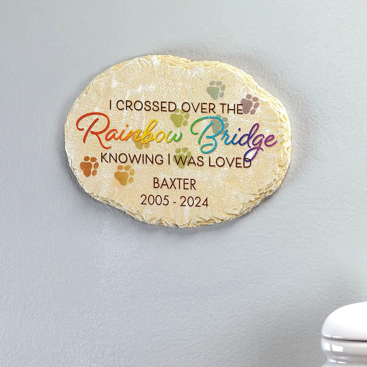 Pet Cat Dog Memorial Paw Prints PERSONALIZED Stone Beloved Departed Grave