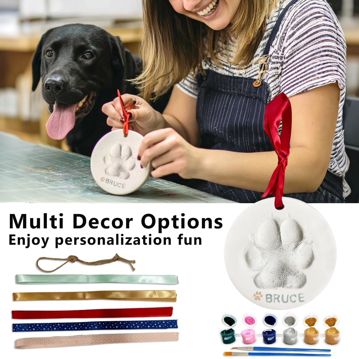 MYPAWLETS Pawprints Keepsake Kit for Dogs Cats,Make Make 3（3 Circles）, White
