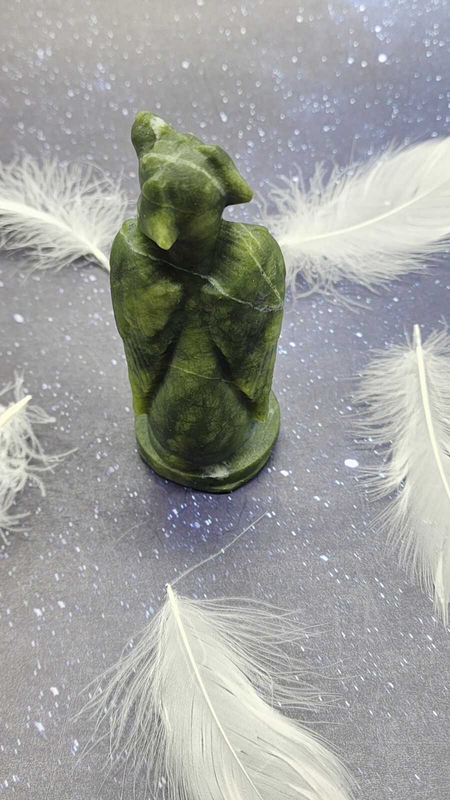 Xiuyan Jade Winged Angel Dog Pet Memorial, Pet Loss Gift, Gemstone Carving