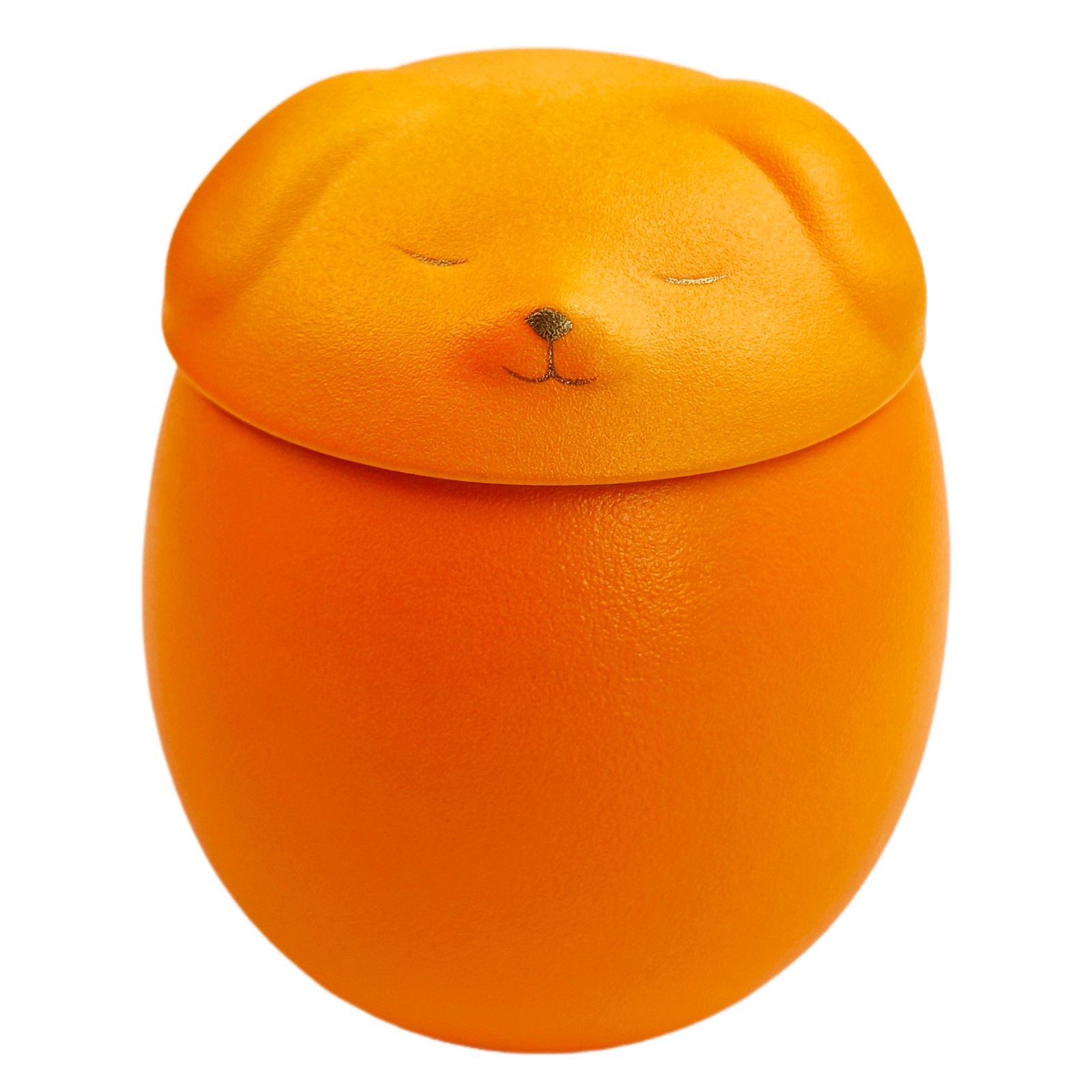 Smiley Dog Shaped Orange Pet Urn 4.9×4.3 inches For Small Dog And Cat Ashes