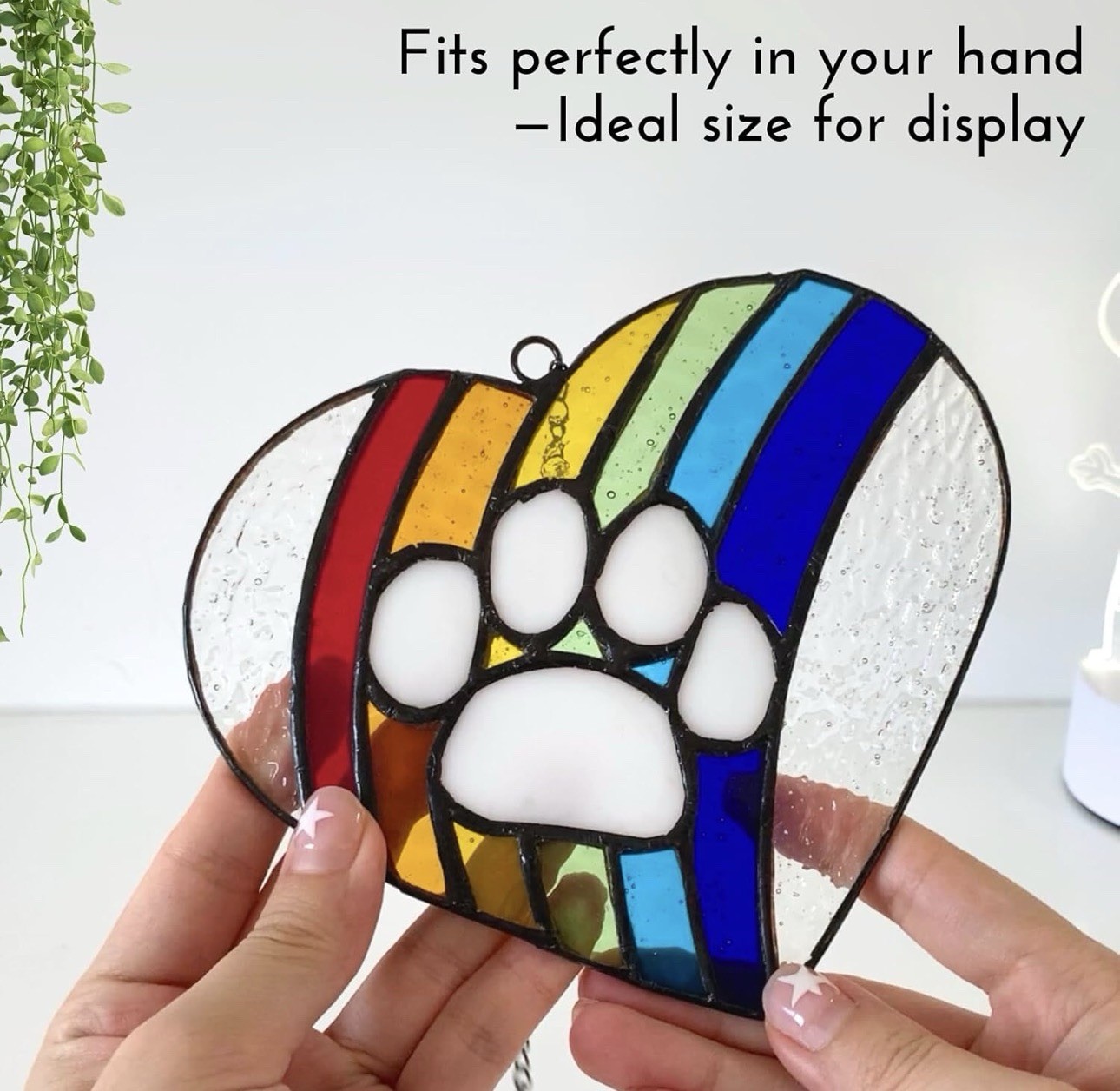 LastingTails Rainbow Dog Memorial Gifts, Paw Print Heart Suncatcher, Loss of Dog