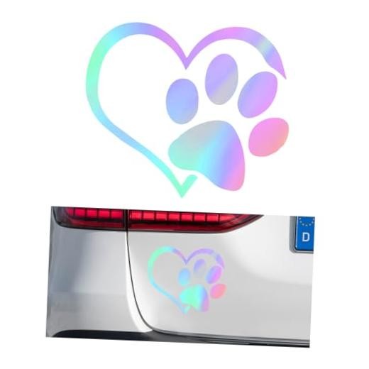 Yourkar Pet Dog Paw Print Sticker, Love Heart Dog Paw Stamped Colorful