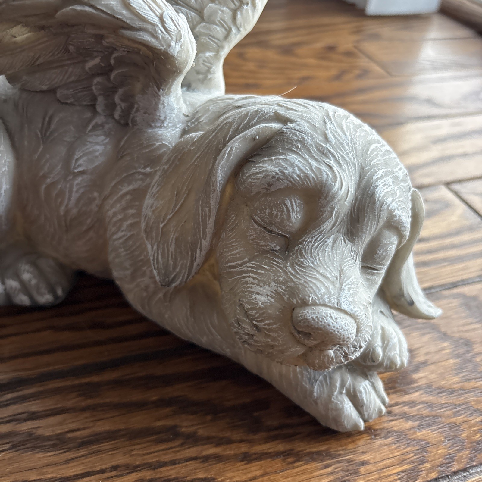 Pet Dog Memorial Sleeping Puppy Statue Angel Wings Grave Marker Keepsake