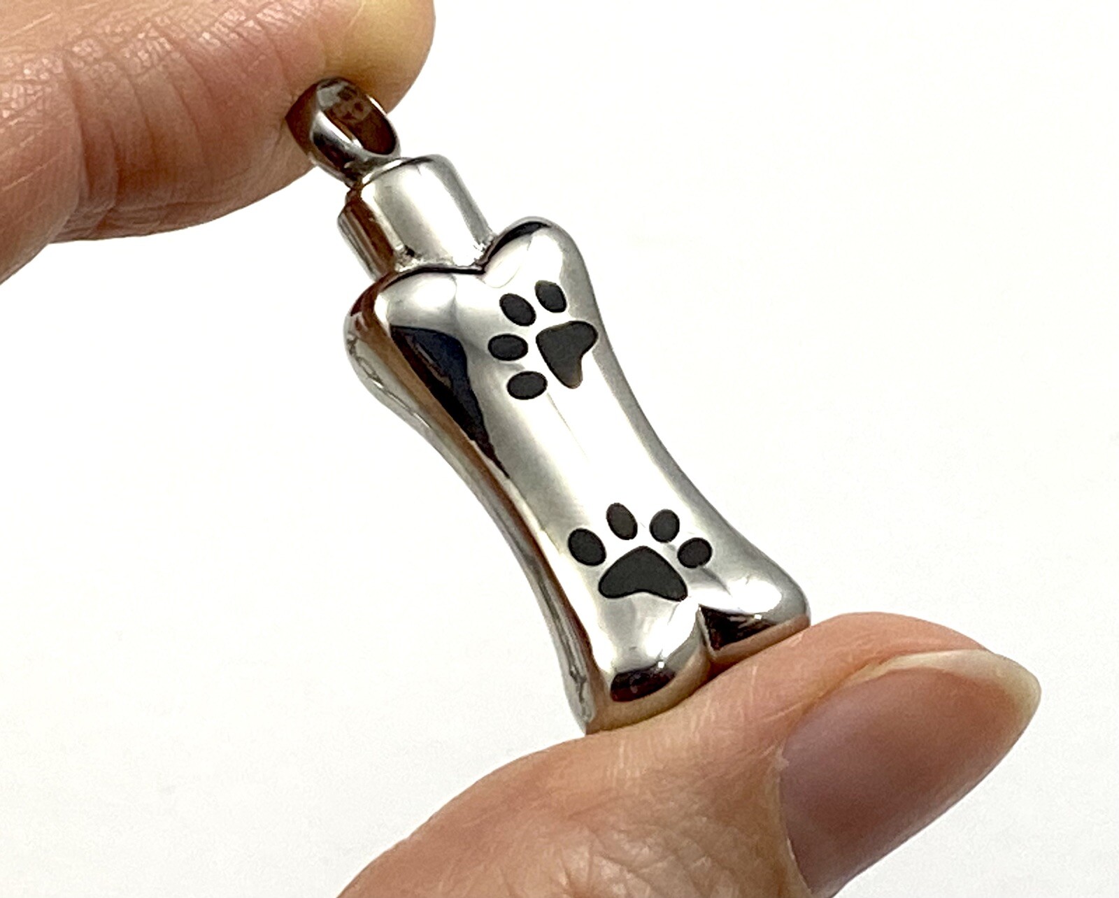 Dog Cremation Pendant Urn Keychain 1″ Key Ring for Ashes Pet Bone Silver Gift