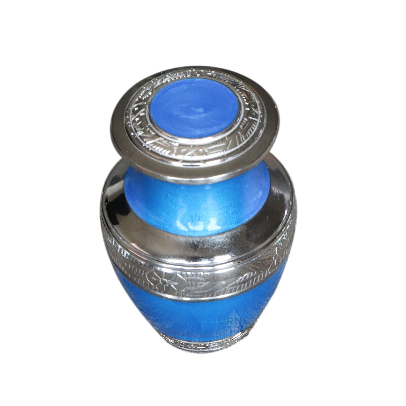 Blue Sapphire with Silver Skirting Keepsake Cremation Urn for Ashes