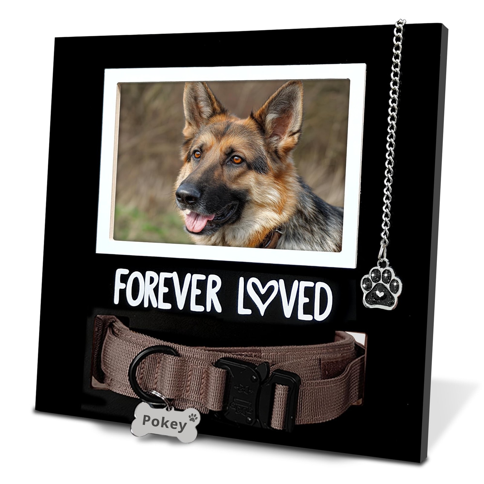 MYPAWLETS Pet Collar Memorial Frame with Pawprint Charm,Dog Memorial Gifts,Lo…