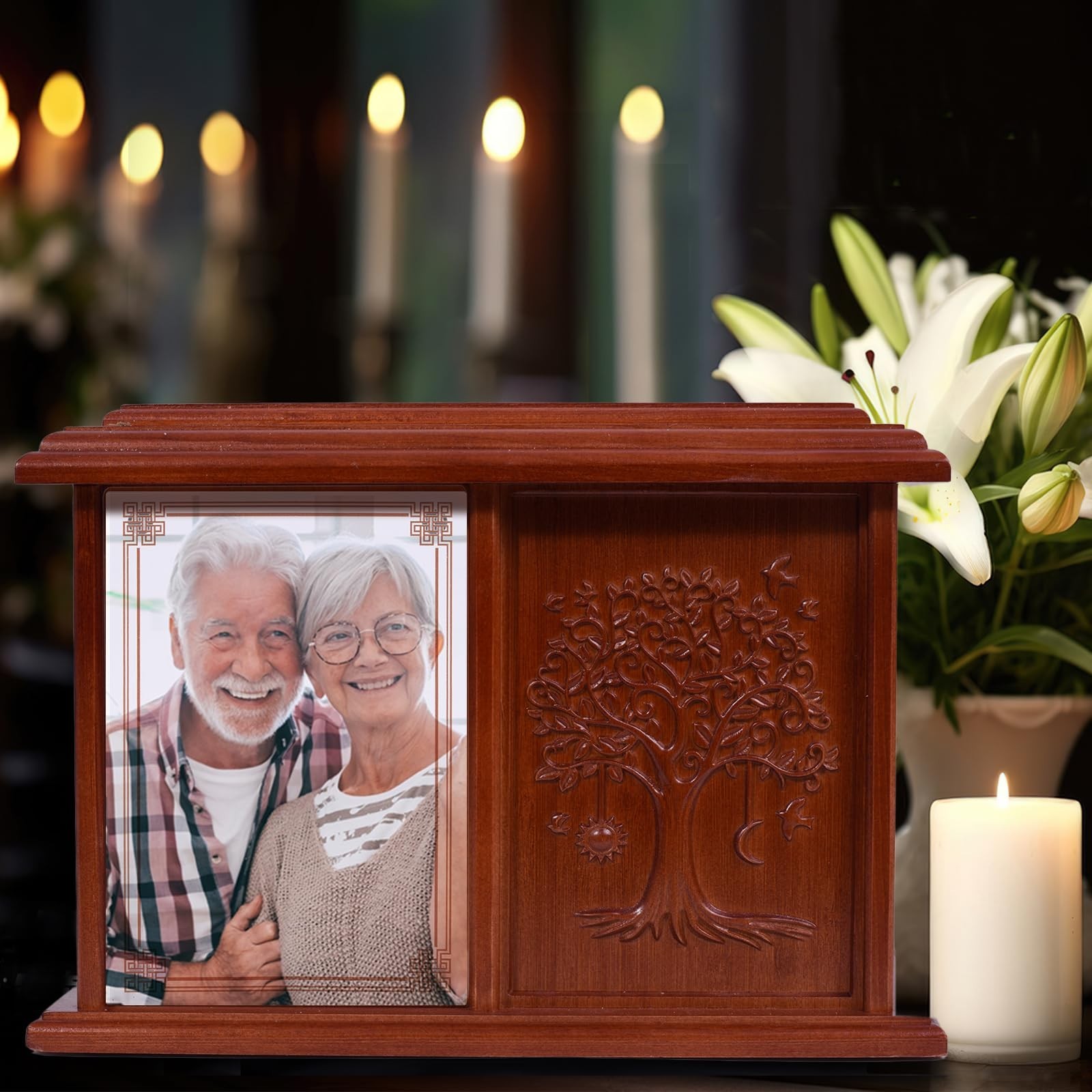 Double Urn for 2 Adults, Urns for Ashes for Man Women, Tree of Life Cremation…