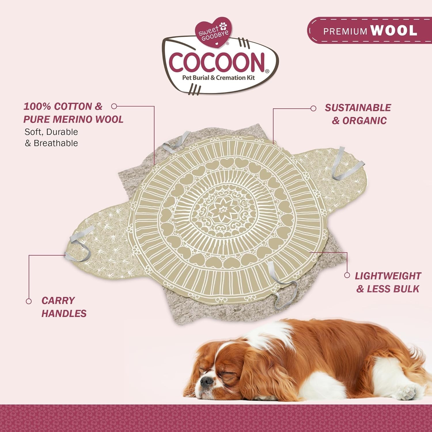 Sweet Goodbyes Eco-Friendly Cocoon Pet Burial Kit Size Medium Natural NEW