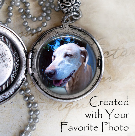 Pet Memorial Locket w-your Photo-No longer by my side but forever in my heart