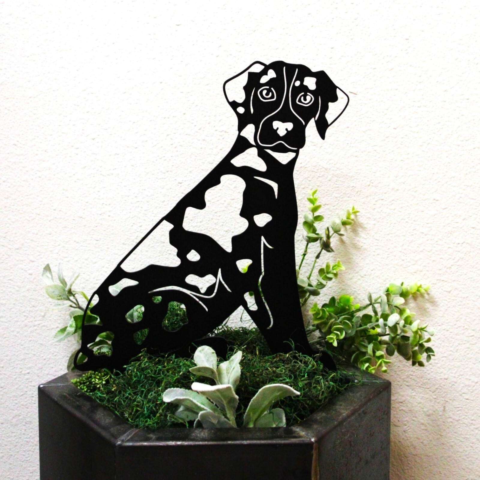 Catahoula Leopard Dog Black Metal Silhouette