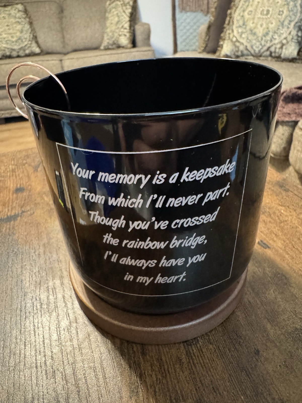Pet Memorial Planter By Capti Pets Polished Black Metal 4.25”