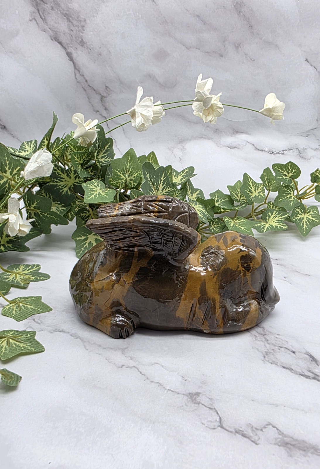 Mountain Jasper Winged Angel Dog – Pet Memorial Statue, Gemstone Pet Loss Gift